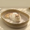 Cat Bed Handwoven Rattan Pet Sleeping Nest Basket Comfortable Breathable Dog Bed Large Scratch - resistant Bite - resistant | Comfortable Pet Bed for Dogs & Cats