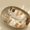 Cat Bed Handwoven Rattan Pet Sleeping Nest Basket Comfortable Breathable Dog Bed Large Scratch - resistant Bite - resistant | Comfortable Pet Bed for Dogs & Cats