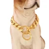 15mm Strong Dog Chain Cuban Gold Stainless Steel Collar For Big Or Small Dogs P - Chain Choker For Dogs Pitbulls | Adjustable Pet Walking & Outdoor Gear for Dogs