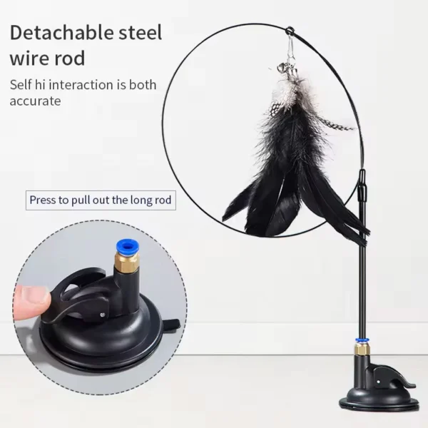 Cat Teaser Stick Toy with Bell & Suction Cup | Interactive Pet Toy for Cats
