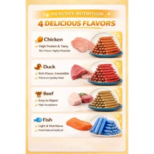 Cat Food Dog Food Pet Food Snack | Pet Sausage Treats | Chicken Duck Fish Meat Sticks (Makanan Ringan Kucing & Anjing Sosej Ayam Daging Itik Ikan) | Pet Food & Treats for Dogs & Cats