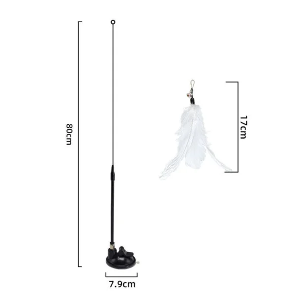 Cat Teaser Stick Toy with Bell & Suction Cup | Interactive Pet Toy for Cats