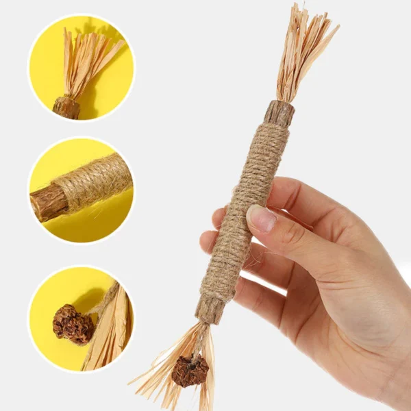 sg-11134201-7rdx0-m04eemjdcbwpb4.webp Cat Chew Stick - Natural Teeth Cleaning Silvervine & Hemp Rope Toy (21cm) | Interactive Pet Toy for Cats