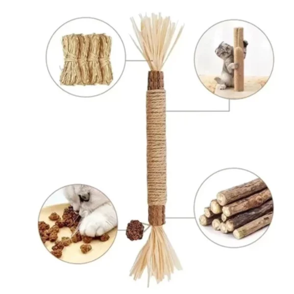 sg-11134201-7rdyo-m1gujlknc61q74.webp Cat Chew Stick - Natural Teeth Cleaning Silvervine & Hemp Rope Toy (21cm) | Interactive Pet Toy for Cats