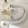 2 - in - 1 Round Pet Bed for Dog & Cat, Soft Breathable Pet Sleep Mat, Winter Kennel Semi - enclosed Style Cat Bed | Comfortable Pet Bed for Dogs & Cats