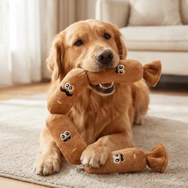 sg-11134201-820m0-mnbtbu5b37k03c.webp MIQUEL Squeaky Dog Toy Plush Sausage Toy | Interactive Pet Toy for Dogs