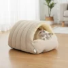Warm Enclosed Cat Bed Corduroy Plush Cats Tent Calming Pet Nest Cave for Cats Dogs | Comfortable Pet Bed for Dogs & Cats