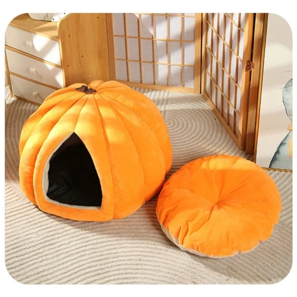 sg-11134201-824hs-me6nrkdunncy60.webp Pumpkin Cat Nest Closed Cat Nest Anti Dirty Sleep Mat Pet Nest Removable Warm Cute Perkara Kucing | Comfortable Pet Bed for Cats