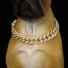Pet Dog Cuban Chain Collar - Fashion Metal Necklace, Domineering Luxury Dog Collar with Safety Buckle | Adjustable Pet Walking & Outdoor Gear for Dogs