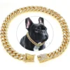 Pet Dog Cuban Chain Collar - Fashion Metal Necklace, Domineering Luxury Dog Collar with Safety Buckle | Adjustable Pet Walking & Outdoor Gear for Dogs