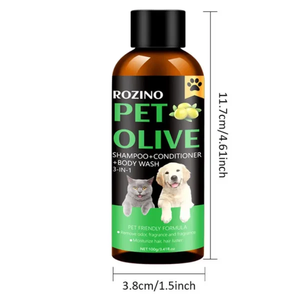 100ml Olive - Based Pet Shampoo & Conditioner for Dogs & Cats | Pet Grooming & Care Supplies for Dogs & Cats