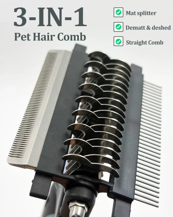 3 - in - 1 Undercoat Rake & Grooming Brush for Dogs & Cats | Pet Grooming & Care Supplies for Dogs & Cats