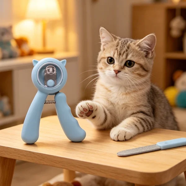 Cat - Shaped Pet Nail Clippers with Splash Guard & Nail File | Pet Grooming & Care Supplies for Cats