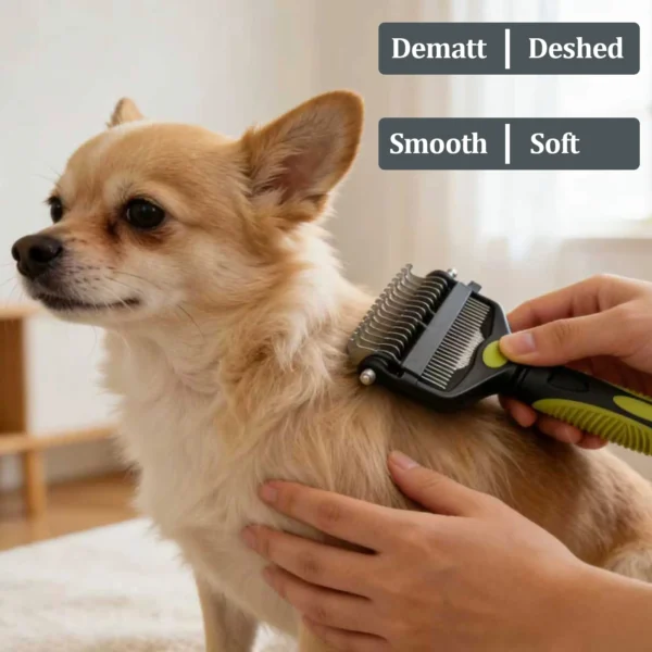 3 - in - 1 Undercoat Rake & Grooming Brush for Dogs & Cats | Pet Grooming & Care Supplies for Dogs & Cats