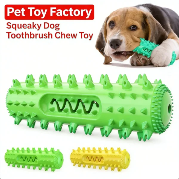 [Random Color] Squeaky Dog Toothbrush Toy | Teething Chew Stick